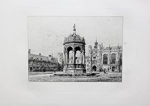 "The Great Court of Trinity College" originale Radierung/etching ca.13x18,5cm (Darstellung/image ...