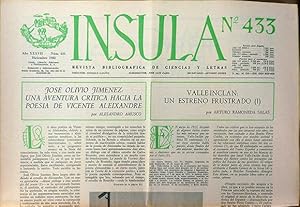 Ínsula. Revista Bibliográfica de Ciencias y Letras, nº 433, año XXXVII, 1982. José Olivio Jiménez...