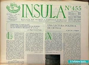 Ínsula. Revista Bibliográfica de Ciencias y Letras, nº 455, año XXXIX, 1984. Cernuda y Garcilaso....