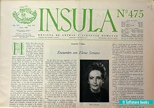 Ínsula. Revista Bibliográfica de Ciencias y Letras, nº 475, año XLI, 1986. Encuentro con Elena So...