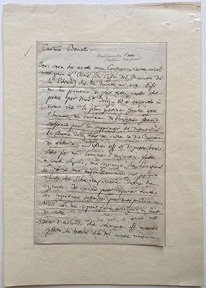 Autographed Letter Signed to theater director Giambattista Benelli
