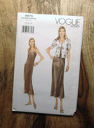 Vogue Sewing Pattern: 9875: Misses' Jacket and A-line Above Ankle Dress: Sizes: 14-16-18