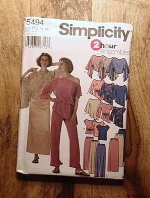 SIMPLICITY SEWING PATTERN: Pattern 5494: 2-HOUR ENSEMBLES: Misses' Evening Top: Size: P5: 12-20