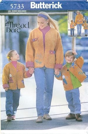 BUTTERICK SEWING PATTERN: #5733: THREAD BARE: Misses'/Children's My Family & Me Jacket: All Sizes