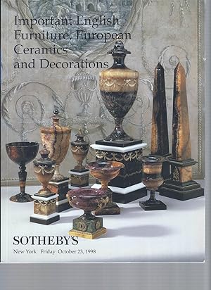 [AUCTION CATALOG] SOTHEBY'S: IMPORTANT ENGLISH FURNITURE, EUROPEAN CERAMICS AND DECORATIONS: FRID...