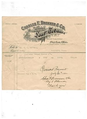 Billhead: CHARLES F. BRENNER & CO., PACKERS AND DEALERS IN LEAF TOBACCO