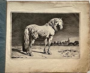 Antique prints, original album, etching | The five horses, I.J. De Claussin, published ca. 1800, ...