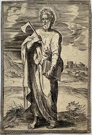 Antique Engraving ca 1615 - St Matthias From; Christ and the twelve apostles (set titles)- J.Wier...
