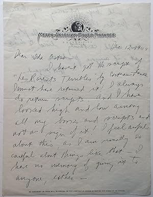 Autographed Letter Signed on "Metro-Goldwyn-Mayer Pictures" letterhead