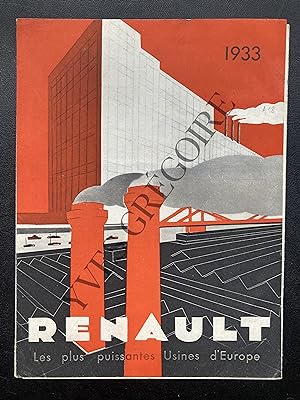 DEPLIANT PUBLICITAIRE RENAULT 1933