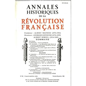Annales historiques de la Révolution Française . N° 262 - Octobre - Décembre 1985 - [ Sur le curé...