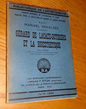 Gérard de Lacaze-Duthiers et la bioesthétique. Essai critique.