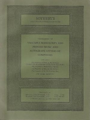 Catalogue of Valuable Manuscript and Printed Music and Autograph Letters of Composers. 20th / 21s...