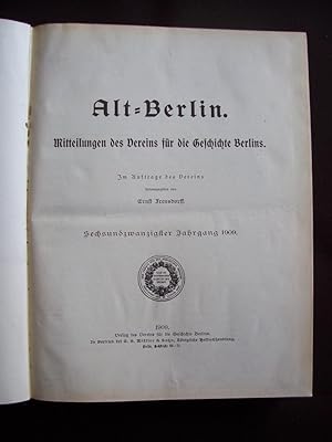 Alt=Berlin - Mitteilungen des vereins für die geschichte Berlins - 1909-1910-1911-1912