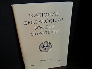 National Genealogical Society Quarterly - December 1963 - Volume 51 # 4