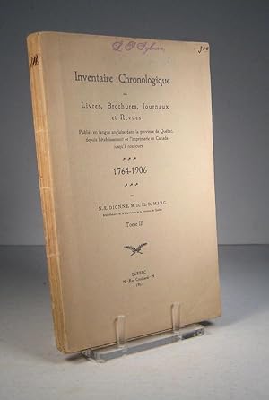 Inventaire chronologique des livres, brochures, journaux et revues publiés en langue anglaise dan...