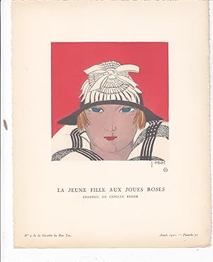 La Jeune Fille Aux Joues Roses. Chapeau De Camille Roger. Illustration De La Gazette Du Bon Ton