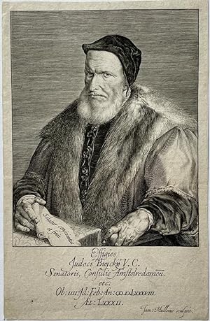 Antique Engraving - Half-Length Portrait of Jodocus Buyck, burgomaster of Amsterdam - J. Muller, ...