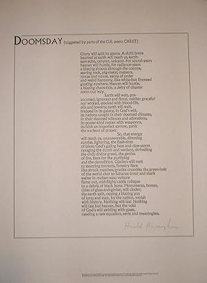 Doomsday.( Suggested By Parts of the O.E. Poem CHRIST). A SIGNED Broadside