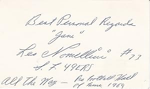 POSTCARD INSCRIBED AND SIGNED by Hall of Fame football player LEO NOMELLINI.