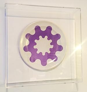 GERALD LAING: PAPER PLATE MULTIPLE - ARCHIVALLY FRAMED IN A PLEXIGLAS BOX