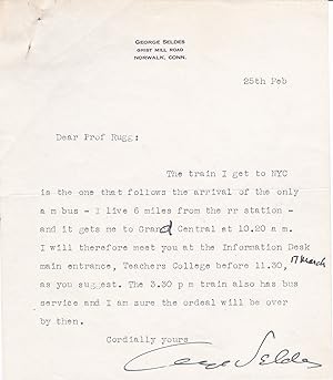 TYPED LETTER SIGNED by American investigative journalist and foreign correspondent GEORGE SELDES.