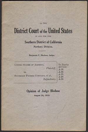 United States of America, Plaintiff, Vs. Southern Pacific Company, et al., Defendants, Opinion of...