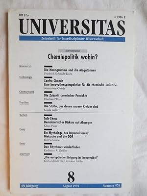 Universitas : Zeitschrift für interdisziplinäre Wissenschaft ; 49. Jahrgang, Heft 8 ; Schwerpunkt...