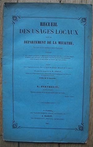 recueil des USAGES LOCAUX dans le département de la MEURTHE