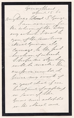AUTOGRAPH LETTER SIGNED BY SIR HOWARD DOUGLAS REQUESTING A DRAWING FOR HIS "TREATISE ON NAVAL GUN...