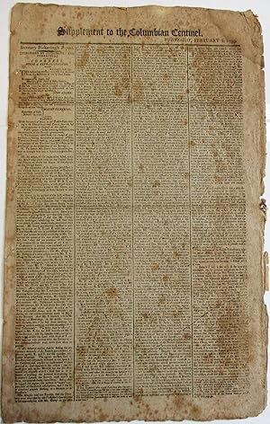 SUPPLEMENT TO THE COLUMBIAN CENTINEL. WEDNESDAY, FEBRUARY 6, 1799. SECRETARY PICKERING'S REPORT. ...