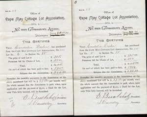 OFFICE OF CAPE MAY COTTAGE ASSOCIATION (2 PURCHASE CERTIFICATES) No. 1923 Germantown Avenue
