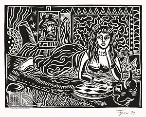 Spanische Nacht. Original-Linolschnitt von Thomas Friedemann Dürr. Vom Künstler eigenhändig signi...