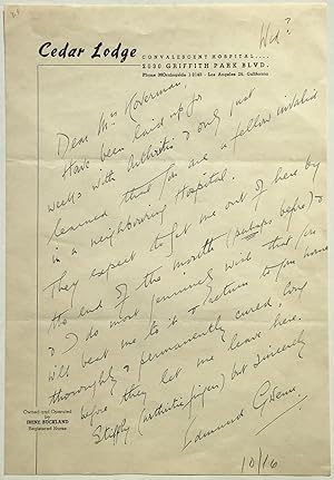 Autographed Letter Signed about his health
