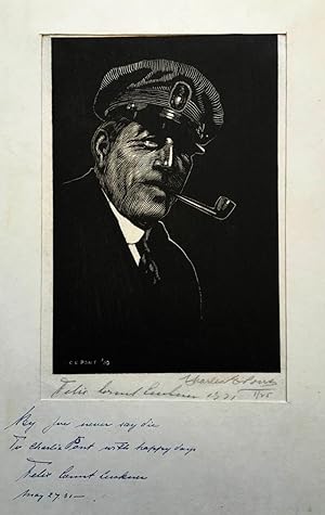 Felix von Luckner Signed and Inscribed Woodcut by C.E. Pont 1930-31