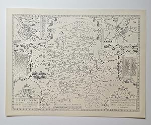 Staffordshire County Map 1610 (c.1970 Facsimile Reproduction)