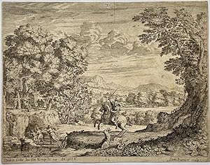 [Antique print, etching] St. George slaying the dragon [or Bellerophon slaying the Chimaera]/Sint...