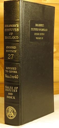 Halsbury's Statutes of England Volume 27, List of Statutes General Index