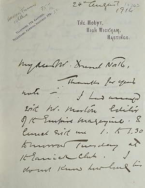 Autograph Letter Signed ("Harry Furniss") to Drexel North