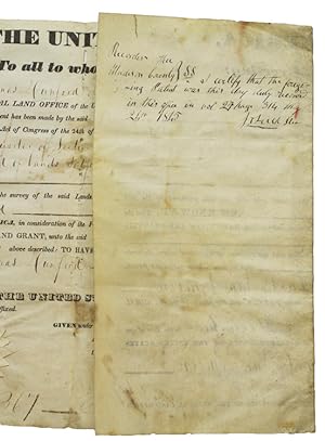 Printed Federal Land grant, accomplished for Thomas Dunford of Madison County, Illinois for lands...