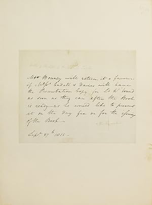 Autograph letter in the third person