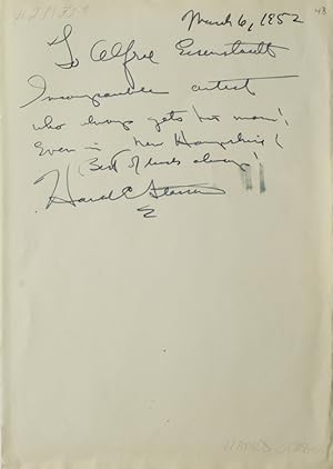 Autograph Note Signed to Alfred Eisenstaedt