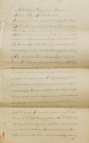 Retained copy of the Articles of Agreement between Samuel Pitts and Jedidiah Down Commins, both o...