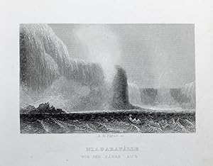 "Niagarafälle von der Fähre aus" originaler Stahlstich/steel engraving ca.7,5x11cm (Darstellung/i...