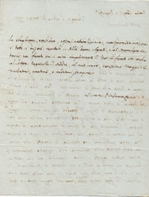 Lettera autografa firmata, datata Venezia 31 marzo 1821, inviata all'abate Giampaolo Maggi.