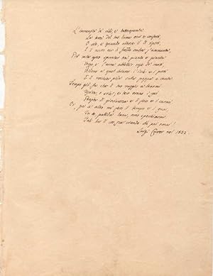 Sonetto senza titolo, firmato "Luigi Carrer". Datato 1832