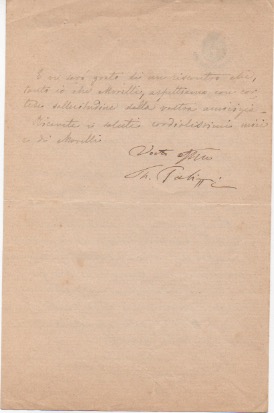 Lettera manoscritta con firma autografa, datata 9 aprile 1897 - Napoli, inviata probabilmente a P...