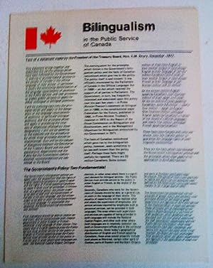 Bilinguisme dans a Fonction publique du Canada. Texte d'une déclaration prononcée par le Présiden...