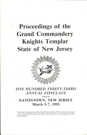 PROCEEDINGS GRAND COMMANDERY KNIGHTS TEMPLAR STATE NEW JERSEY 1993