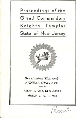 PROCEEDINGS GRAND COMMANDERY KNIGHTS TEMPLAR STATE NEW JERSEY 1973